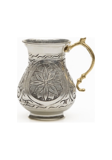 Gaziantep Bakır El İşlemesi Su&ayran Bardak Takımı 1mm Hediyesi 0,5 Lt Yoğurt Mayalama Kabı Gümüş