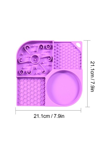 Mufunye Köpek Silikon Yavaş Yeme Matı, Dört Bölmeli Atıştırmalık Tutucu, Sucuklu Süngerli, Duş Vakti Gönüllü Dağıtıcı, Mor Diğer