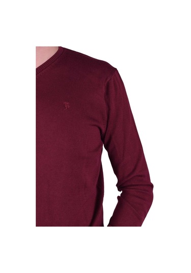 Regular Fit Bordo Erkek Pamuklu Düz Triko Kazak, Ot-Kzk-20011 Bordo
