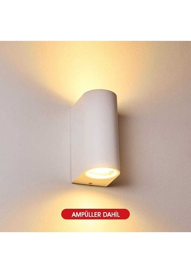 5 Adet Gün Işığı Ledli Beyaz Kasa Çift Yönlü Dekoratif Iç Ve Dış Mekan Duvar Apliği Beyaz