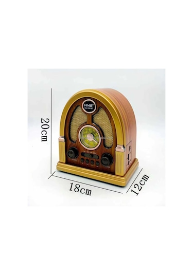 Orta Boy Kubbe Model Retro Ahşap Tasarım Bluetooth Hoparlörlü Rad