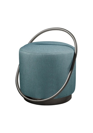 Loop Serisi Puf, Metal Halkalı Puf, Makyaj Oturağı ,puf Bench Montajsız Oturak Siyah Metal Ayaklı Füme