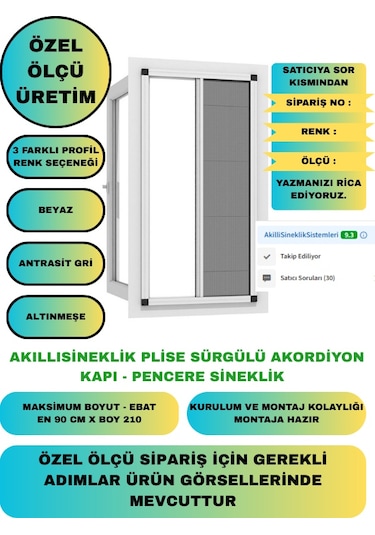 Plise Pileli Akordiyon Kapı Sineklik Akıllısineklik 90x210