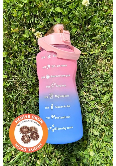 Pikas Motivasyonel Su Matarası Su Şişesi Suluk 2 Litre Tritan Spor Salonu Su Şişesi Bpa Içermez Suluk Çok Renkli
