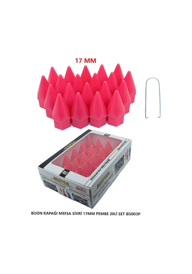 Bijon Kapağı Sivri 17 Mm Pembe 20 Li Set