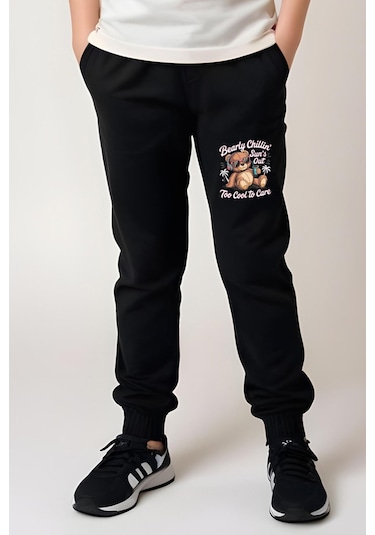 Fyk Kids Kız Çocuk Yuvarlak Yaka Baskılı Bearly Chillin Alt-üst Pijama Takımı KREM Krem