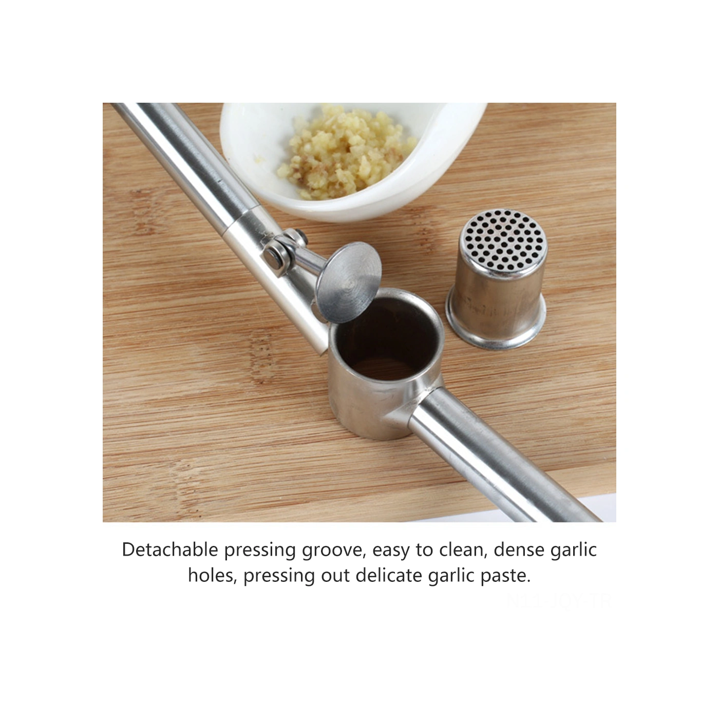 Youmex Evde Kullanım İçin Uzun Ve Büyük Boyut 245g Paslanmaz Çelik Sarımsak Presi - Sarımsak Ezici, Soyucu Ve Dilimleyici Aleti Gümüş