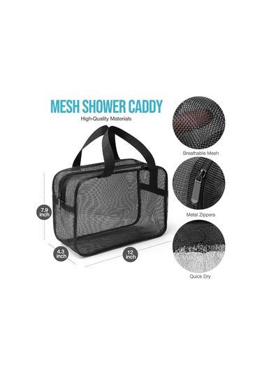 Maiyame Büyük Boy Siyah Taşınabilir Duş Ve Spor Gereçleri Çantası - Kişisel Bakım, Yurt Odaları, Spor Salonu İçin Düzenleyici Çanta Siyah