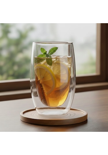 Roma 2 Adet Çift Camlı Çift Cidarlı Bardak 450 Ml Şeffaf
