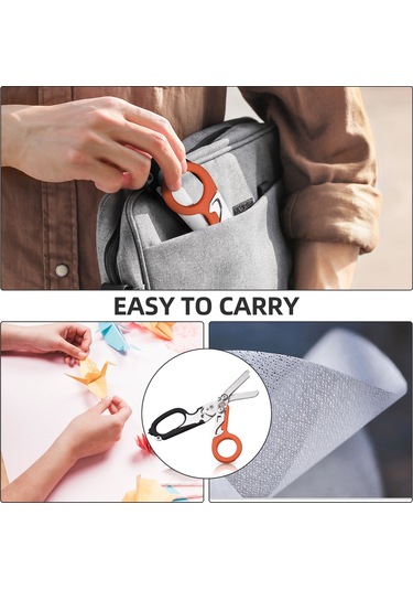 Hfambition Siyah Turuncu Çekirdekli Çok Fonksiyonlu Folding Makas - Dış Mekan Kamp Acil Kırıcı, Ölçücü, Açıcı Araç Seti