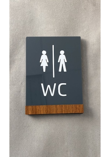 Wooden Serisi Minimal WC Yönlendirme Levhası