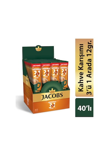 Jacobs 3'ü 1 Arada Karışım Kahve 40'lı Kutu