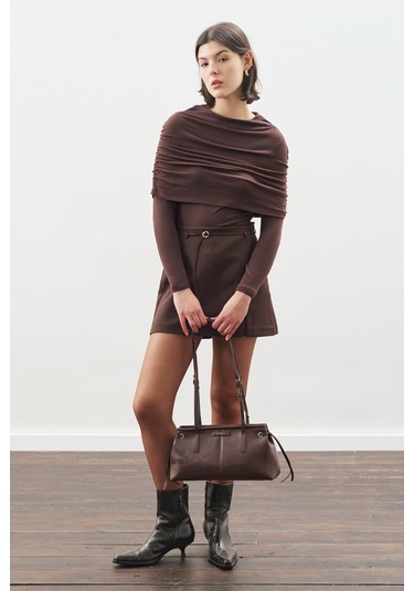 Büzgü Detaylı Bluz Acı Kahve Acı Kahve