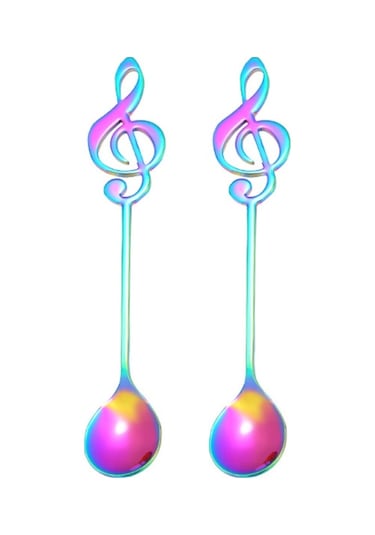 2 Adet Yaratıcı Nota Kahve Karıştırma Kaşığı Çok renkli