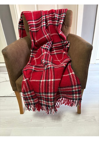 Oxford Scotch Diz Üstü Battaniye Kırmızı Kırmızı