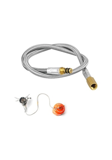 Pazly Kamp Ocağı Uzatma Hortumu - 44cm Kauçuk Çelik Tel, Pratik Uzatma Tüpü Gümüş