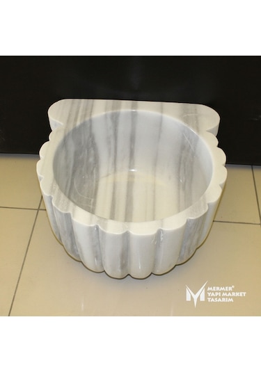 Marmara Beyaz Mermer Ince Dilimli Kulaksız Kurna