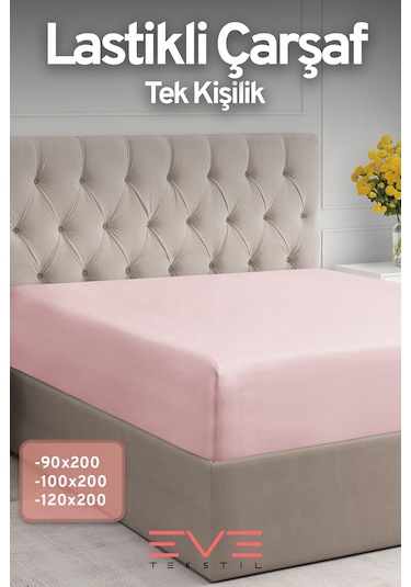 Eve Tekstil %100 Doğal Pamuk Tek Kişilik Rainforce Kumaş Lastikli Çarşaf Ve Yastık Kılıf Set Toz Pembe