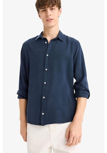 Defacto Regular Fit Twill Uzun Kollu Gömlek G0406ax25aunv175 Lacivert
