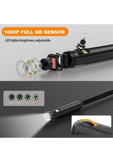 Y15 5.5mm Tek Lens Wifi Endoskop Hd Boru Hattı Su Geçirmez Muayene Kamerası, 1m Sert Tel