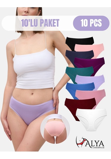 Alya Underwear Kadın Pamuklu Hipster - Slip Külot 5 Farklı Renk 1 Pakette Multicolor-x26
