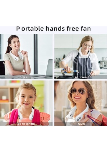 Boyun Fanı, Portatif Fan Kişisel Fan Eller Serbest Bladeless Boyun Fanı 3 Hız Ayarı 360 Soğutma Usb Giyilebilir, Beyaz Ekvcvy Beyaz