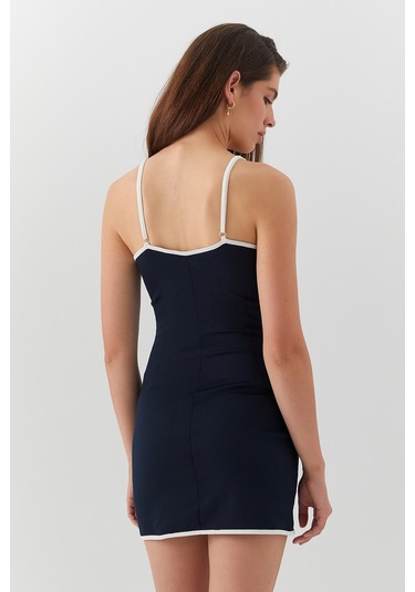 Askılı Slim Fit Mini Elbise Lacivert Lacivert