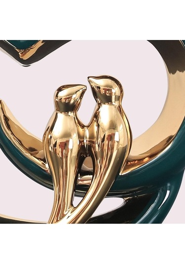 Opulentliving Türk Modern Seramik Meyve Heykeli, 22.5x23cm, Altın Kuşlar, Ev Dekorasyonu, Mükemmel Hediye 22.5cmx23cm