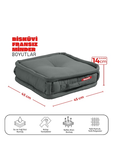 Xpermate Bisküvi Minder Petek Önü Fransız 45x45x14 Antrasit