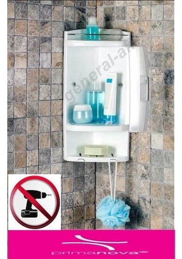 Primanova Banyo Köşe Rafı Kapaklı Şeffaf S05 Çok Renkli