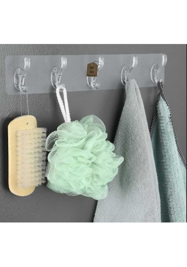 Askı 5li Şeffaf Kendinden Yapışkanlı Güçlü Askılık Banyo Mutfak Kapı Arkası Tek Paket Renkli Diğer