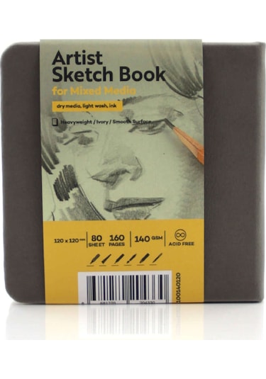 Tigertint Sketchbook Sert Kapak Eskiz Çizim Defteri 12x12 Cm Gri