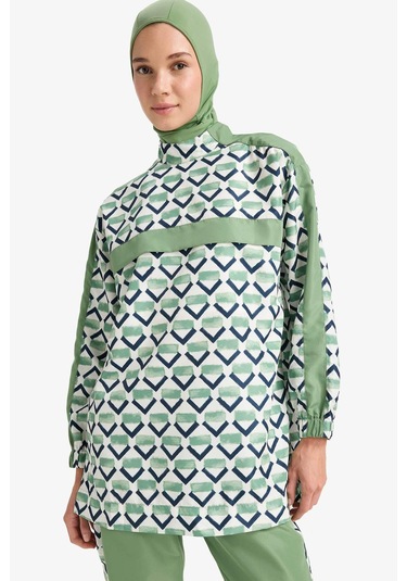 DeFacto Regular Fit Su İtici 3'lü Desenli Burkini Tesettür Mayo Takım E7996AX25HSGN680