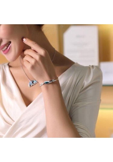 Kadın Moda Rhinestone Kelebek Takı Seti Kolye + Küpe + Bilezik Çok Renkli