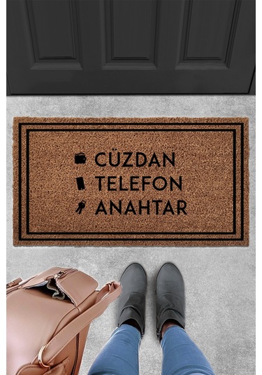 Evaşk Kapı Önü Vinil Tabanlı Kıl Ko ko Paspas