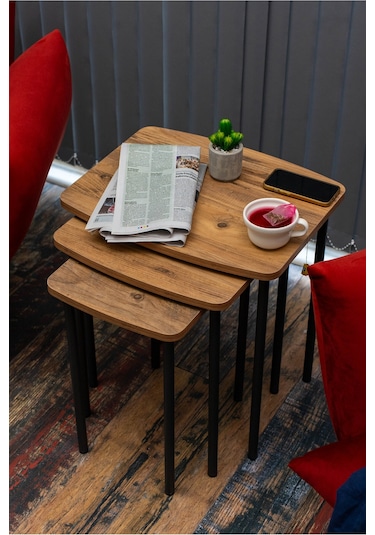 Arpelia Harmoni Zigon Sehpa 3'lü Siyah