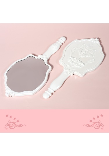 Vkemall Hold Lıve Zarif Oymalı Giyinme Aynası Taşınabilir El Makyaj Aynası Doğal Şeffaf