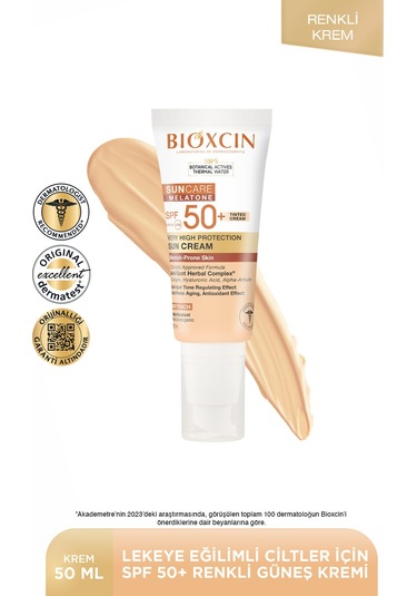 Sun Care Lekeye Eğilimli  Ciltler Renkli Spf 50 Güneş Kremi 50 ml Tinted Arbutin, Kolajen, Hyaluronik