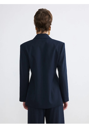 Lc Waikiki Lacivert Kruvaze Yaka Kadın Blazer Ceket