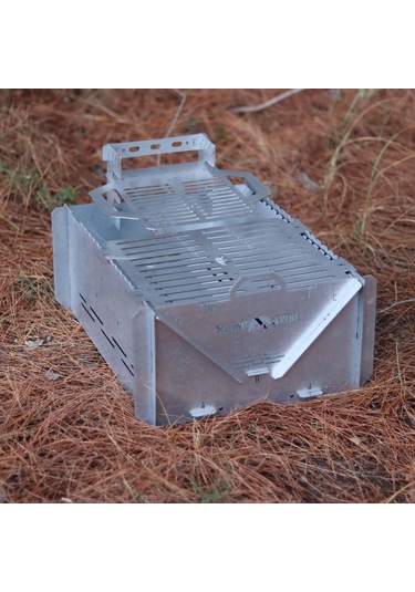 Kamp Ayısı Grillfish Katlanır Özel Kutulu 2mm Galvaniz Çelik Balık Izgaralı Mangal & Ateş Çukuru Gri