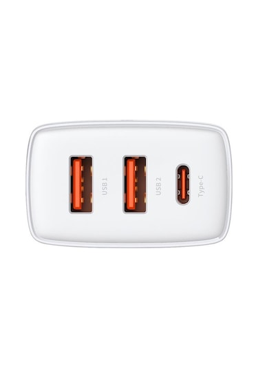 Baseus Compact Qc 30w Duvar Şarj Cıhazı Çıkış :2xusb 1xtype-c Beyaz Ccxj-e02