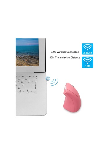 Ergonomik Kablosuz Dikey Fare Ergo Optik 2.4g Kablosuz Fare 6 Düğmeli Pembe
