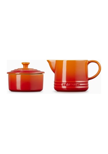 Le Creuset Seramik Sütlük Ve Şekerlik Seti Cezveler Turuncu