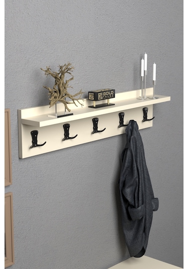 Askılık Duvar Elbise Askılığı Portmanto 80 Cm Krem Düz Ekru