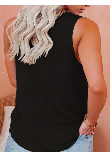 Kadın Bisiklet Yaka Baskılı Viskon Bluz Siyah