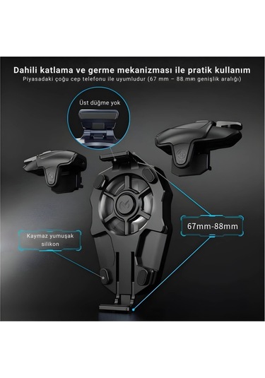 Polham Rgb Işıklı 2si 1 Arada Oyun Tetik Ve Telefon Soğutucu 6000 Rpm Süper Fan, 400mah Batarya, Pubg Ve Call Of Duty Uyumlu