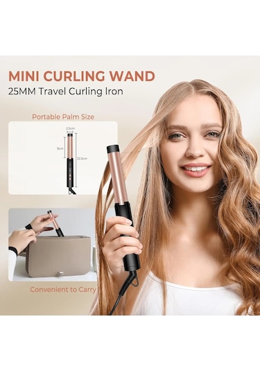 Black Seyahat Boyu Saç Maşası Çift Voltajlı, 25mm Namlulu Kısa