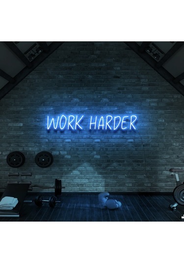 Twins Led Work Harder Yazılı Neon Tabela Buzmavisi Model:model:31943366 Buz Mavisi