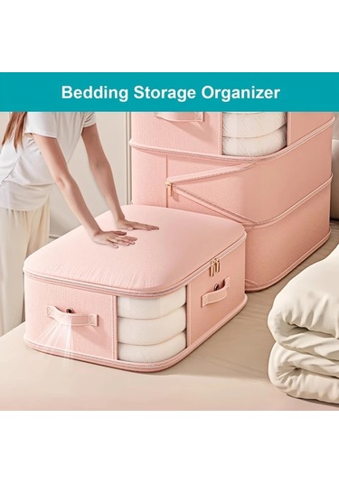 Xuweiwei 2 Katmanlı Gri Fermuarlı Büyük Tasarruf Saklama Çantası Seygi Gri