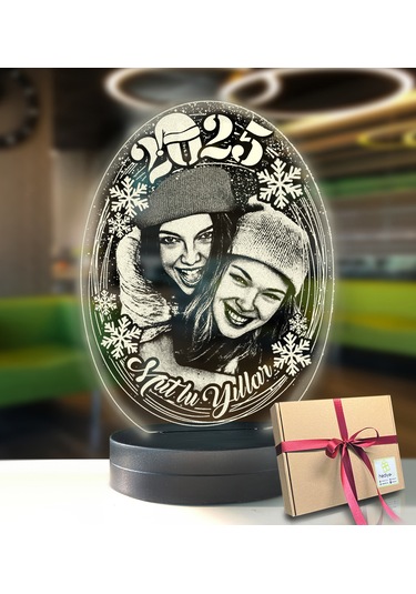 Yeni Yıl Kişiye Özel Resimli Oval Led Gece Lambası